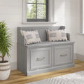 40-Inch Entryway Bench with Cabinet Doors and Seat Back