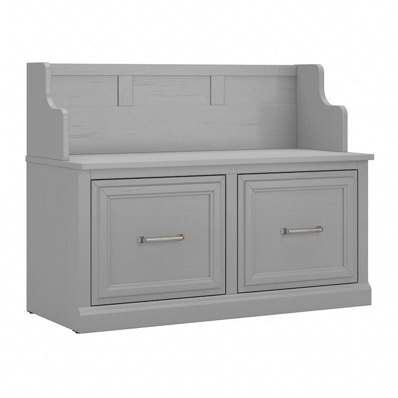 40-Inch Entryway Bench with Cabinet Doors and Seat Back