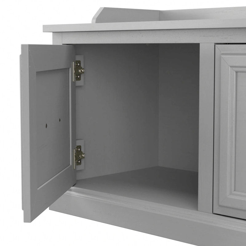 40-Inch Entryway Bench with Cabinet Doors and Seat Back