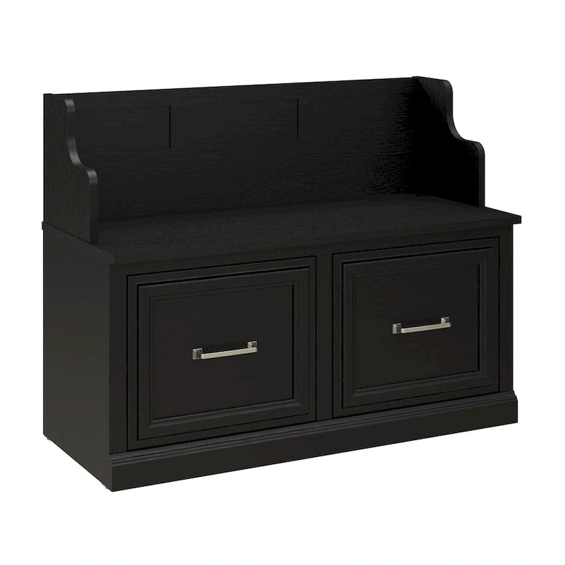 40-Inch Entryway Bench with Cabinet Doors and Seat Back
