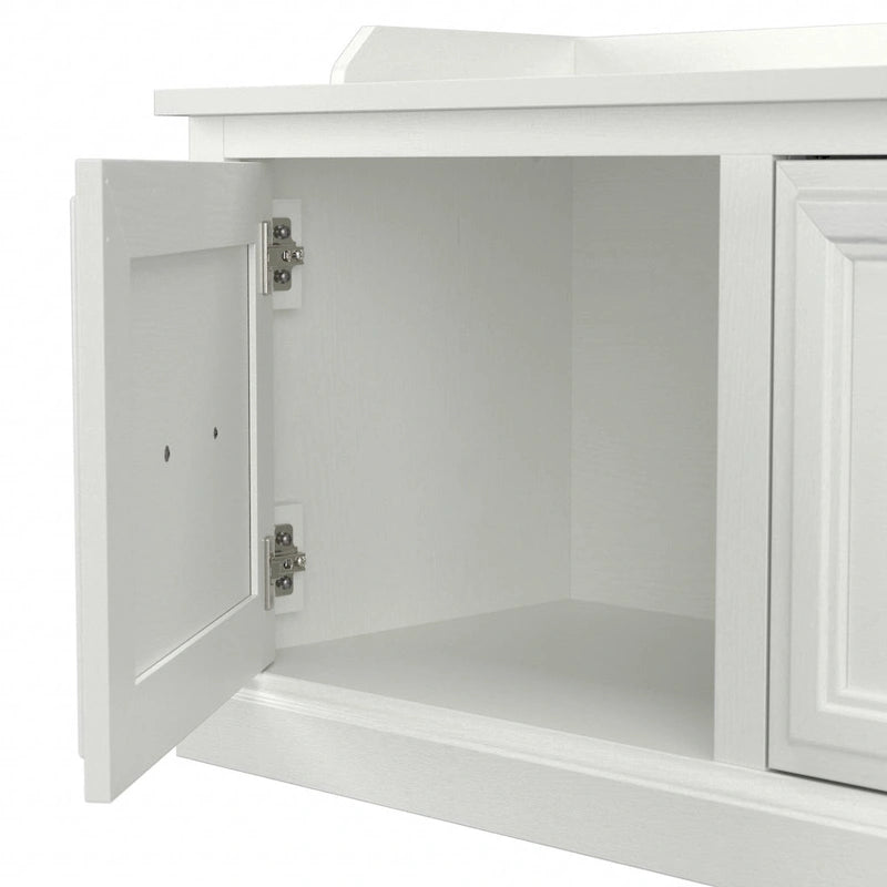 40-Inch Entryway Bench with Cabinet Doors and Seat Back