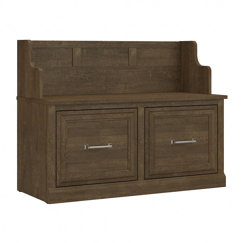 40-Inch Entryway Bench with Cabinet Doors and Seat Back