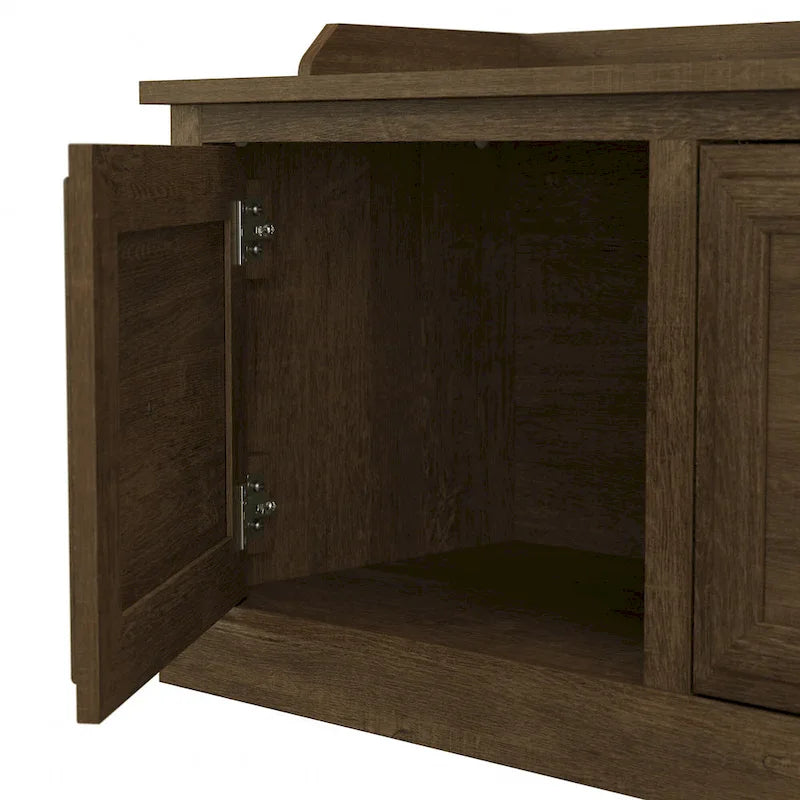 40-Inch Entryway Bench with Cabinet Doors and Seat Back