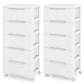 6-Drawer Plastic Rolling Storage Cart with Lockable Wheels, Set of 2