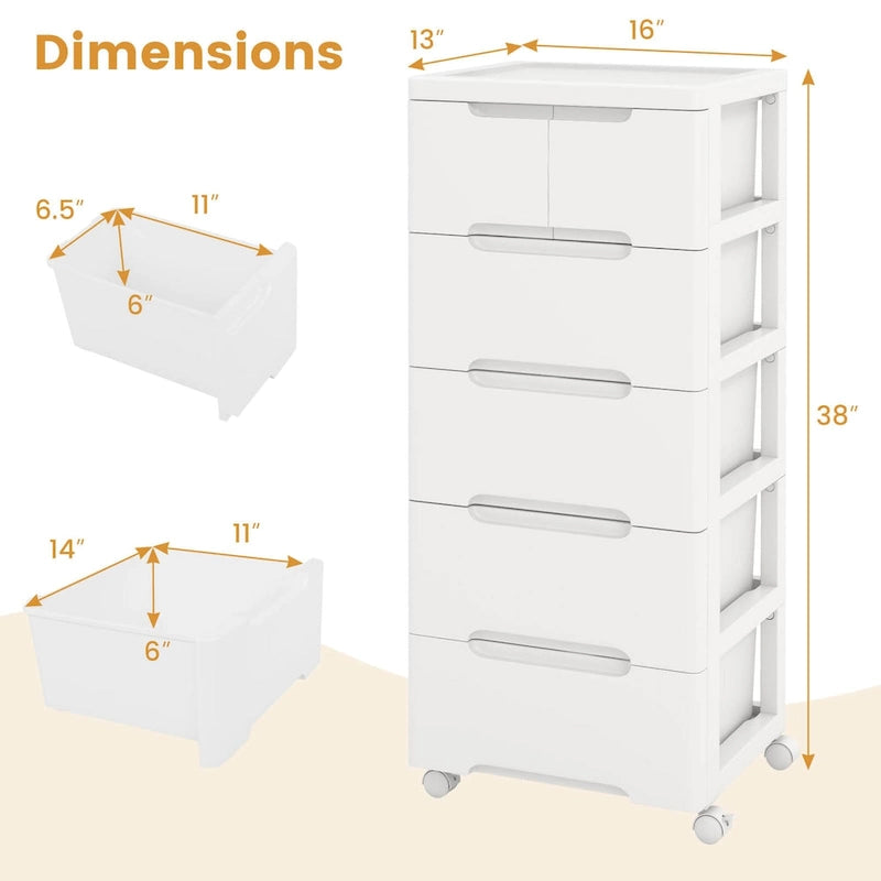 6-Drawer Plastic Rolling Storage Cart with Lockable Wheels, Set of 2
