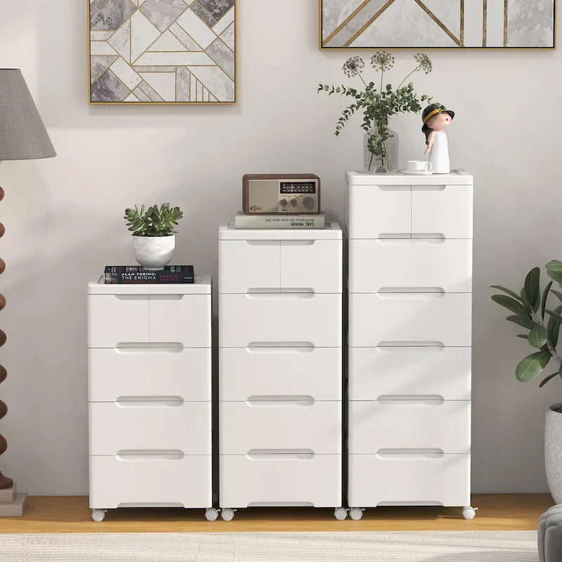 6-Drawer Plastic Rolling Storage Cart with Lockable Wheels, Set of 2
