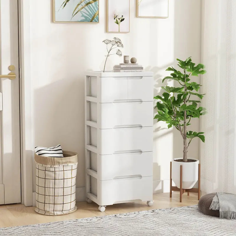 6-Drawer Plastic Rolling Storage Cart with Lockable Wheels, Set of 2