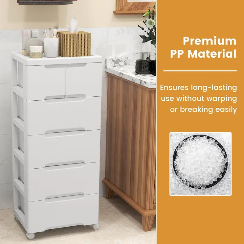 6-Drawer Plastic Rolling Storage Cart with Lockable Wheels, Set of 2