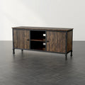 60-Inch Rustic Oak Wood and Metal Multi-functional TV Console