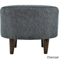 Round Upholstered Ottoman in Textured Polyester Fabric