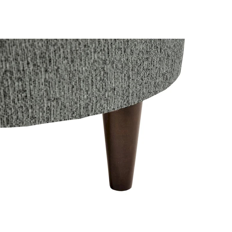 Round Upholstered Ottoman in Textured Polyester Fabric