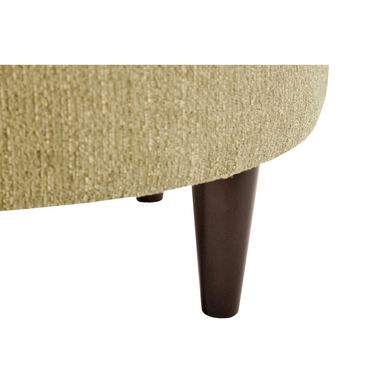 Round Upholstered Ottoman in Textured Polyester Fabric