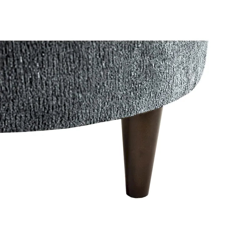 Round Upholstered Ottoman in Textured Polyester Fabric