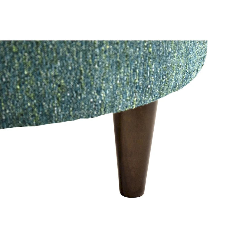Round Upholstered Ottoman in Textured Polyester Fabric