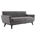 Channel Tufted Performance Velvet Loveseat with Rubberwood Legs
