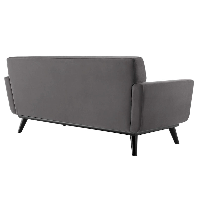 Channel Tufted Performance Velvet Loveseat with Rubberwood Legs