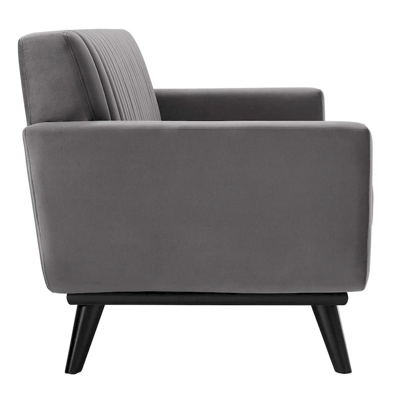 Channel Tufted Performance Velvet Loveseat with Rubberwood Legs
