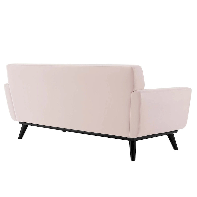 Channel Tufted Performance Velvet Loveseat with Rubberwood Legs