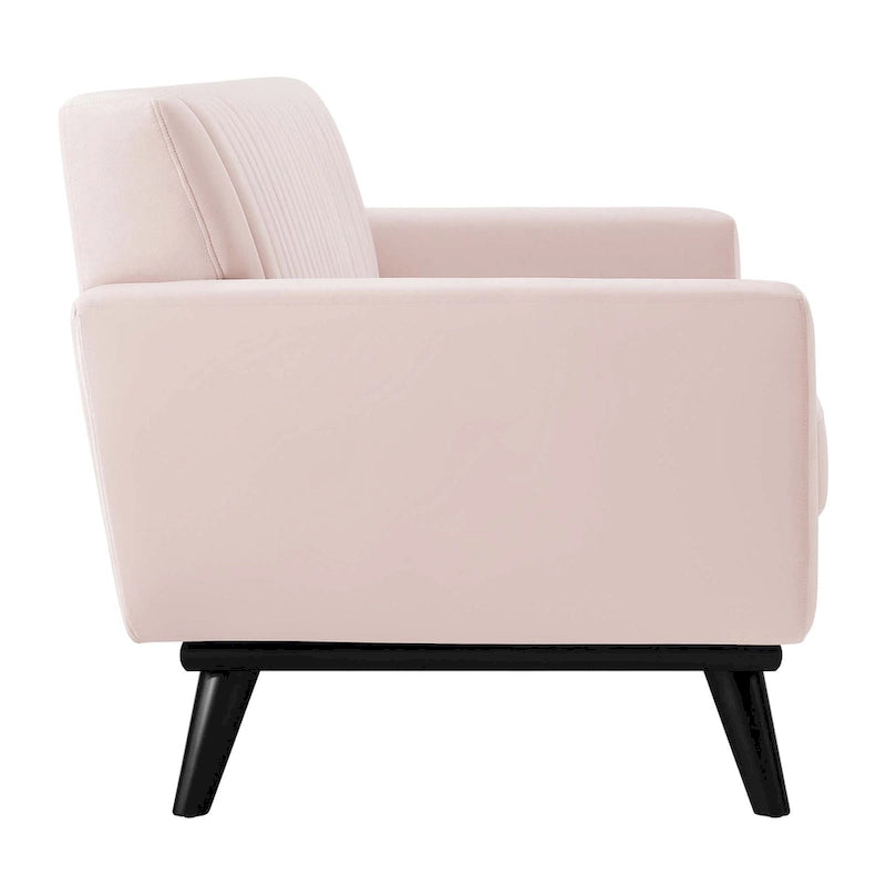 Channel Tufted Performance Velvet Loveseat with Rubberwood Legs