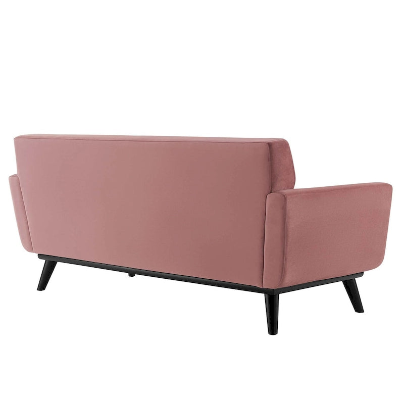 Channel Tufted Performance Velvet Loveseat with Rubberwood Legs