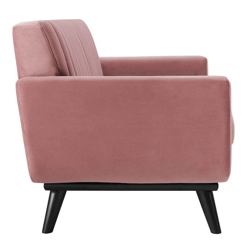 Channel Tufted Performance Velvet Loveseat with Rubberwood Legs