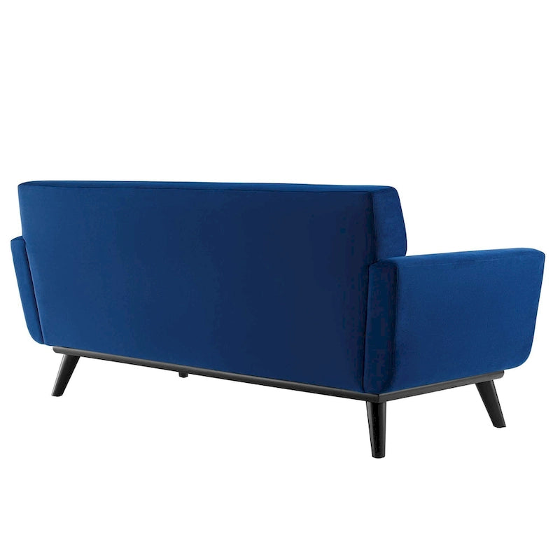 Channel Tufted Performance Velvet Loveseat with Rubberwood Legs