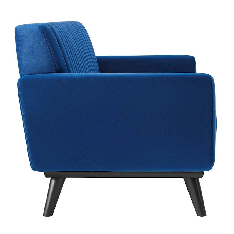 Channel Tufted Performance Velvet Loveseat with Rubberwood Legs