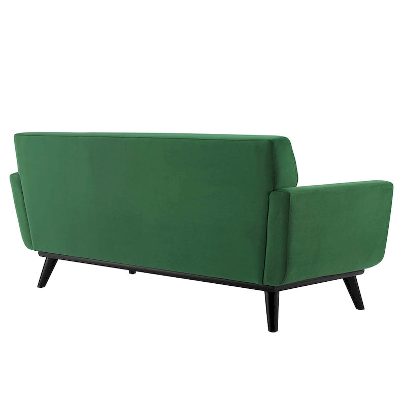 Channel Tufted Performance Velvet Loveseat with Rubberwood Legs