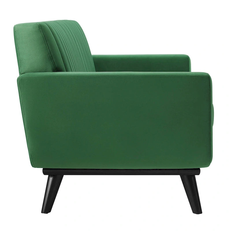 Channel Tufted Performance Velvet Loveseat with Rubberwood Legs