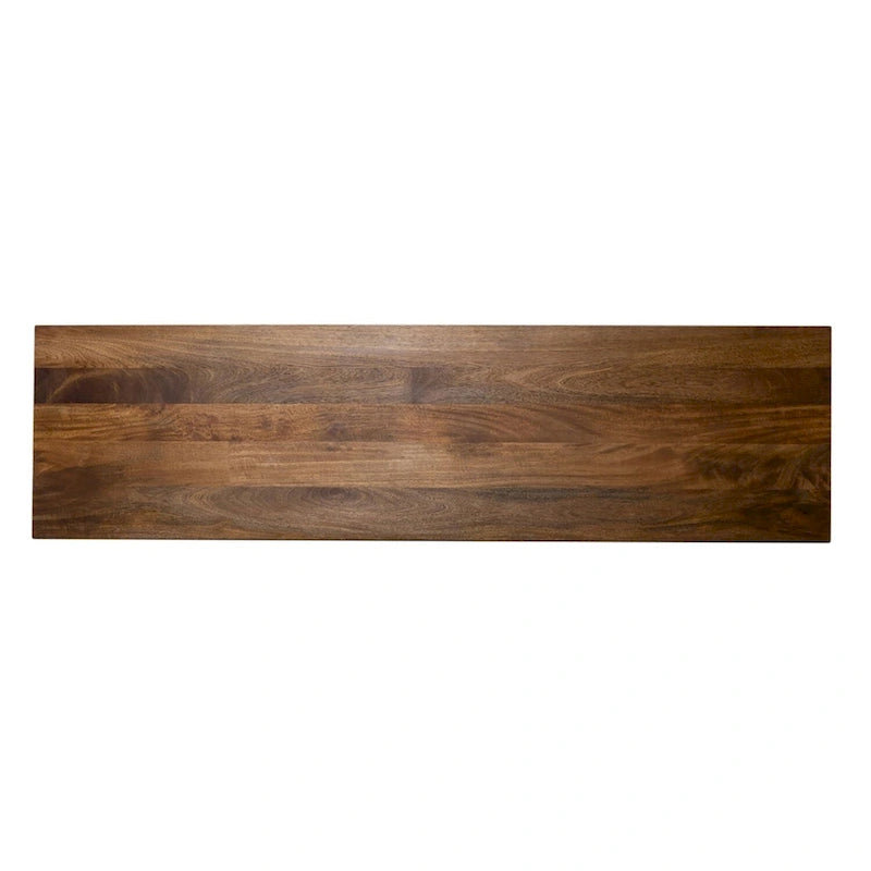 74-Inch Carved Mango Wood 4-Door TV Stand in Weathered Honey