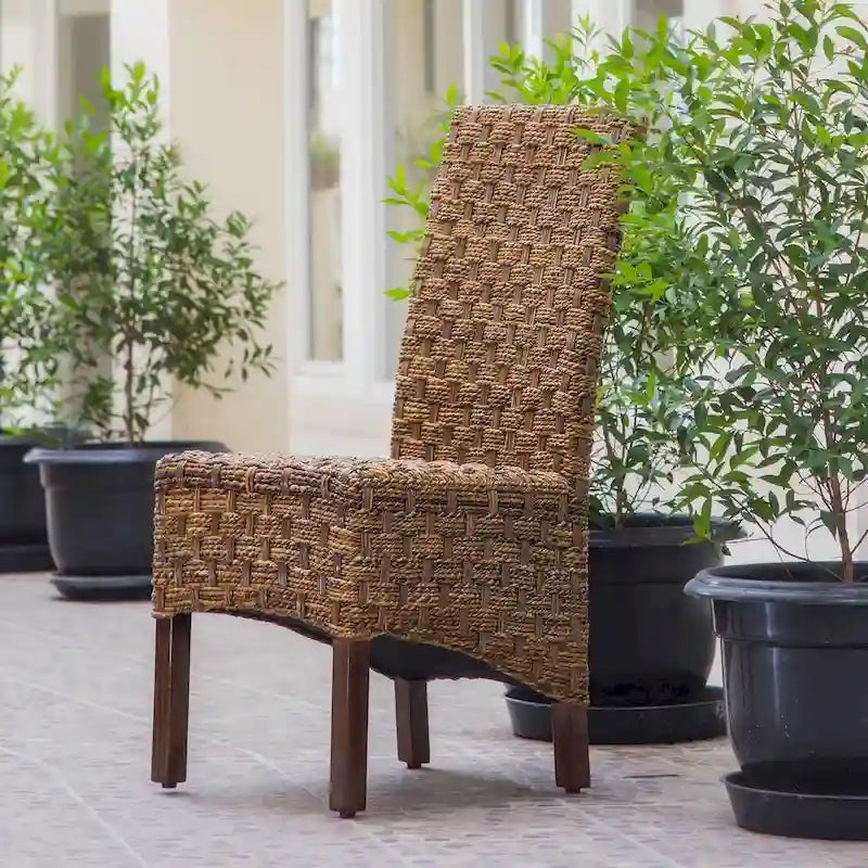 Woven Abaca Mahogany Dining Chair, Set of 2