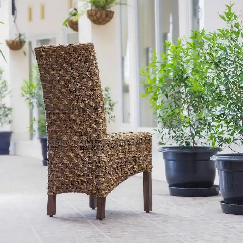 Woven Abaca Mahogany Dining Chair, Set of 2