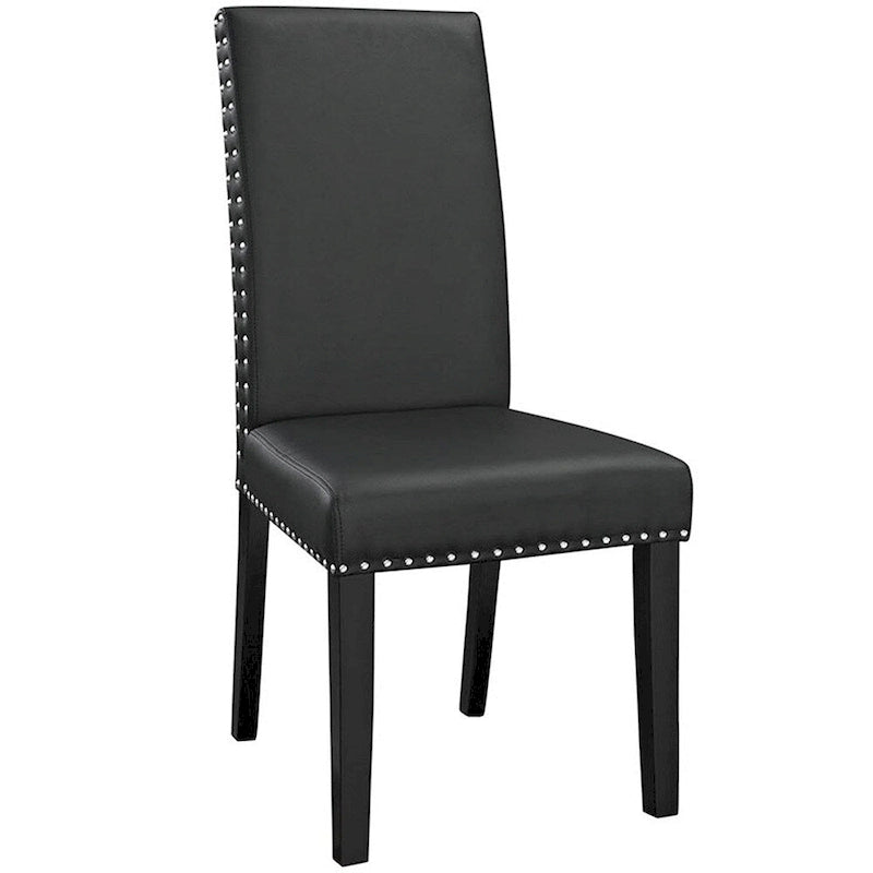 Nailhead Trim Black Faux Leather Parson Dining Chair