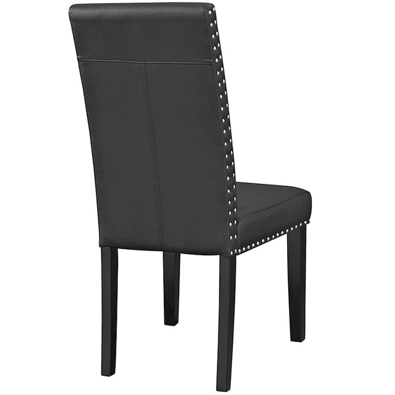 Nailhead Trim Black Faux Leather Parson Dining Chair