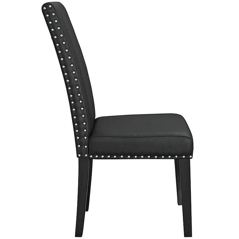 Nailhead Trim Black Faux Leather Parson Dining Chair