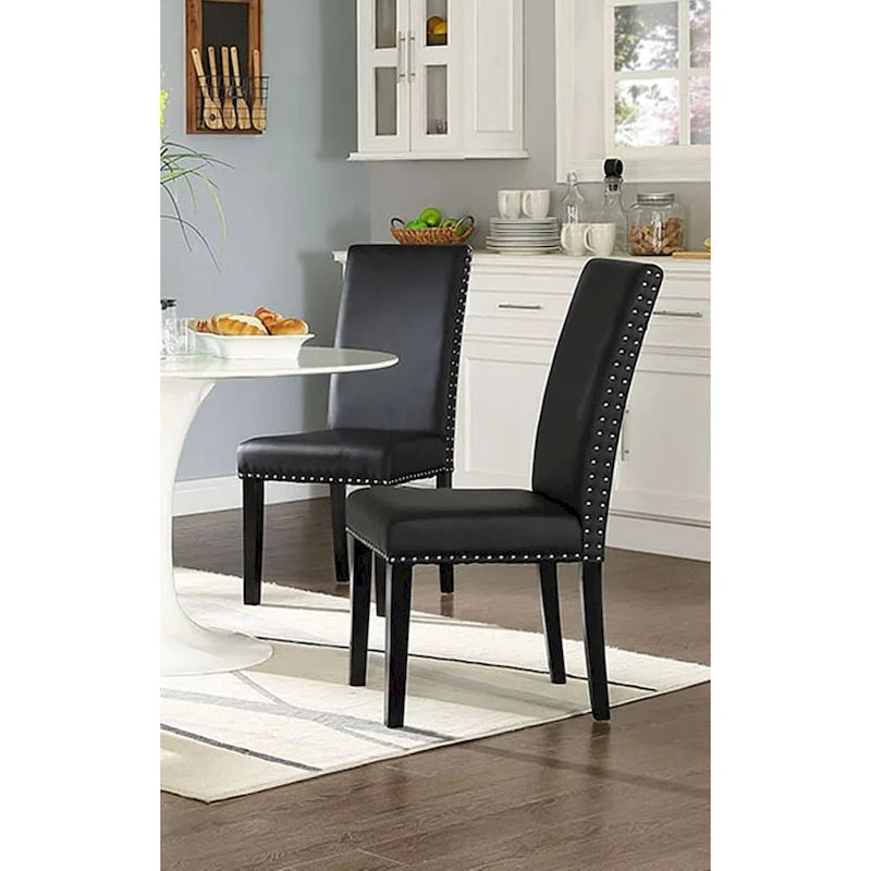 Nailhead Trim Black Faux Leather Parson Dining Chair