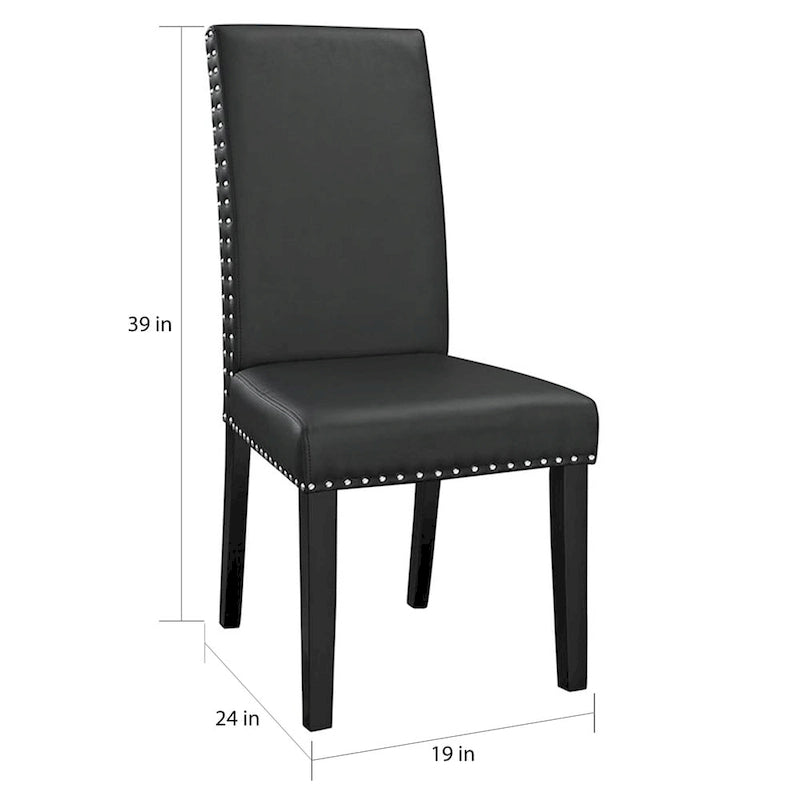 Nailhead Trim Black Faux Leather Parson Dining Chair