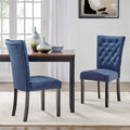 Tufted Velvet Dining Chairs with Nailhead Trim, Set of 2