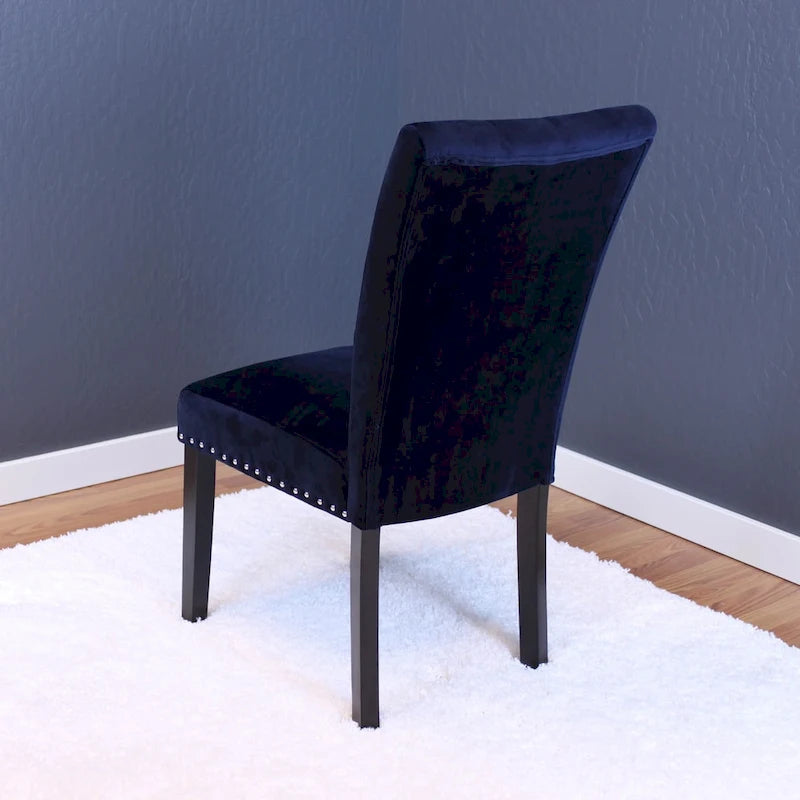 Tufted Velvet Dining Chairs with Nailhead Trim, Set of 2