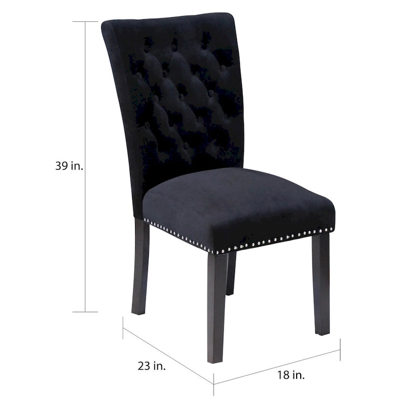 Tufted Velvet Dining Chairs with Nailhead Trim, Set of 2