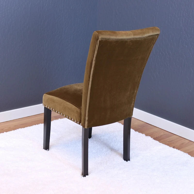 Tufted Velvet Dining Chairs with Nailhead Trim, Set of 2