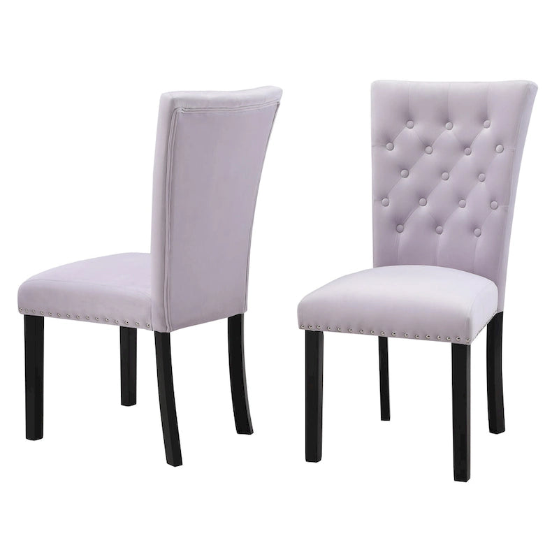 Tufted Velvet Dining Chairs with Nailhead Trim, Set of 2