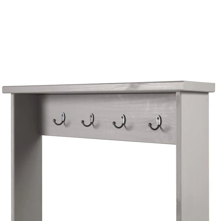 Solid Pine Wood Hall Tree in Gray Wash Finish