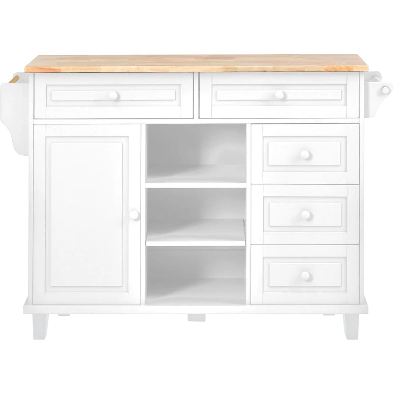 52.8 in. Rolling Kitchen Island with Storage and 5 Drawers