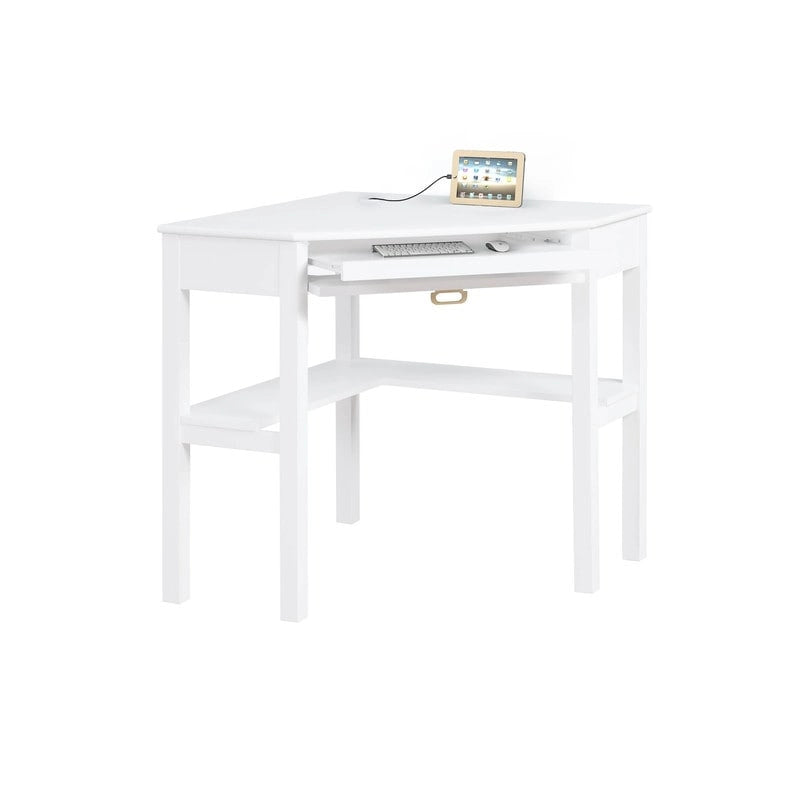 Corner Writing Desk with Keyboard Tray and Shelves