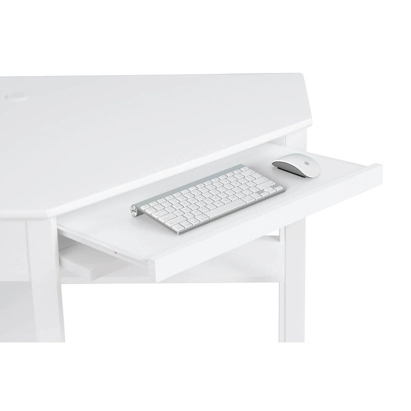 Corner Writing Desk with Keyboard Tray and Shelves