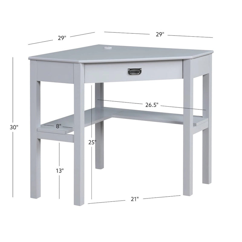 Corner Writing Desk with Keyboard Tray and Shelves