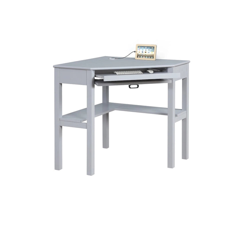 Corner Writing Desk with Keyboard Tray and Shelves