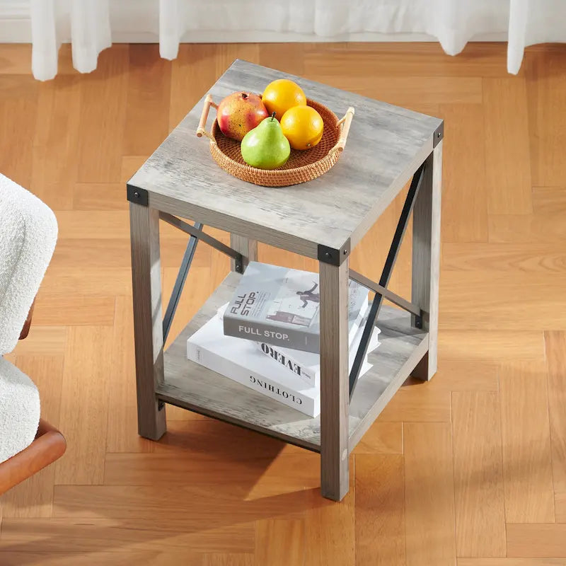16-Inch Side Table with Lower Storage Shelf