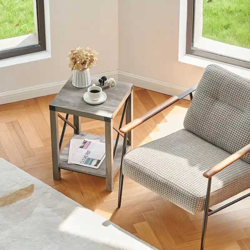 16-Inch Side Table with Lower Storage Shelf